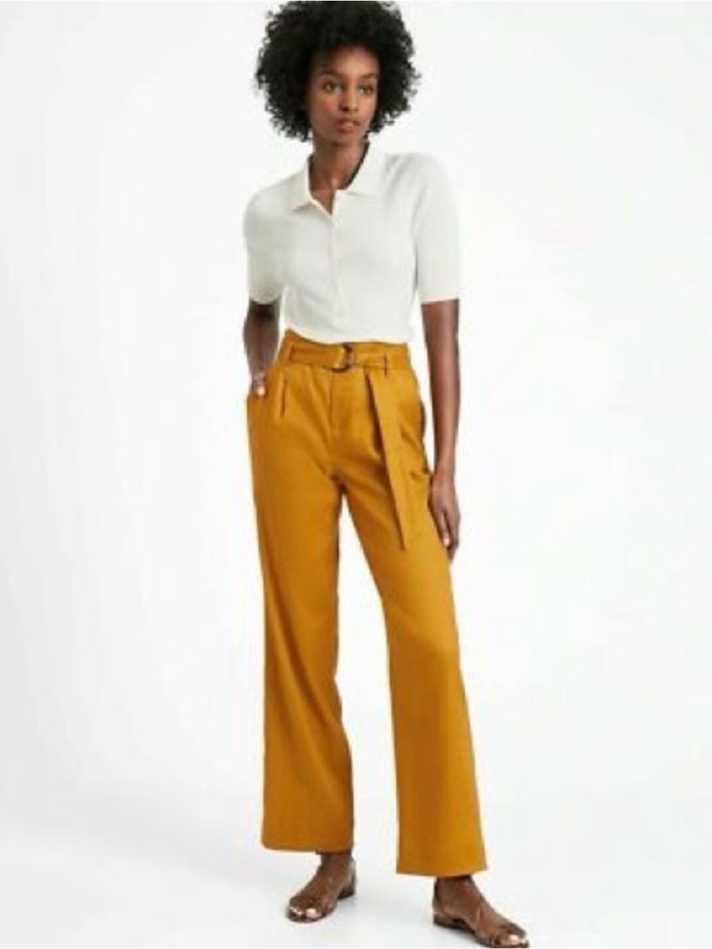 Banana Republic Mustard Wide-Leg Belted Pants NWT, women’s 8P